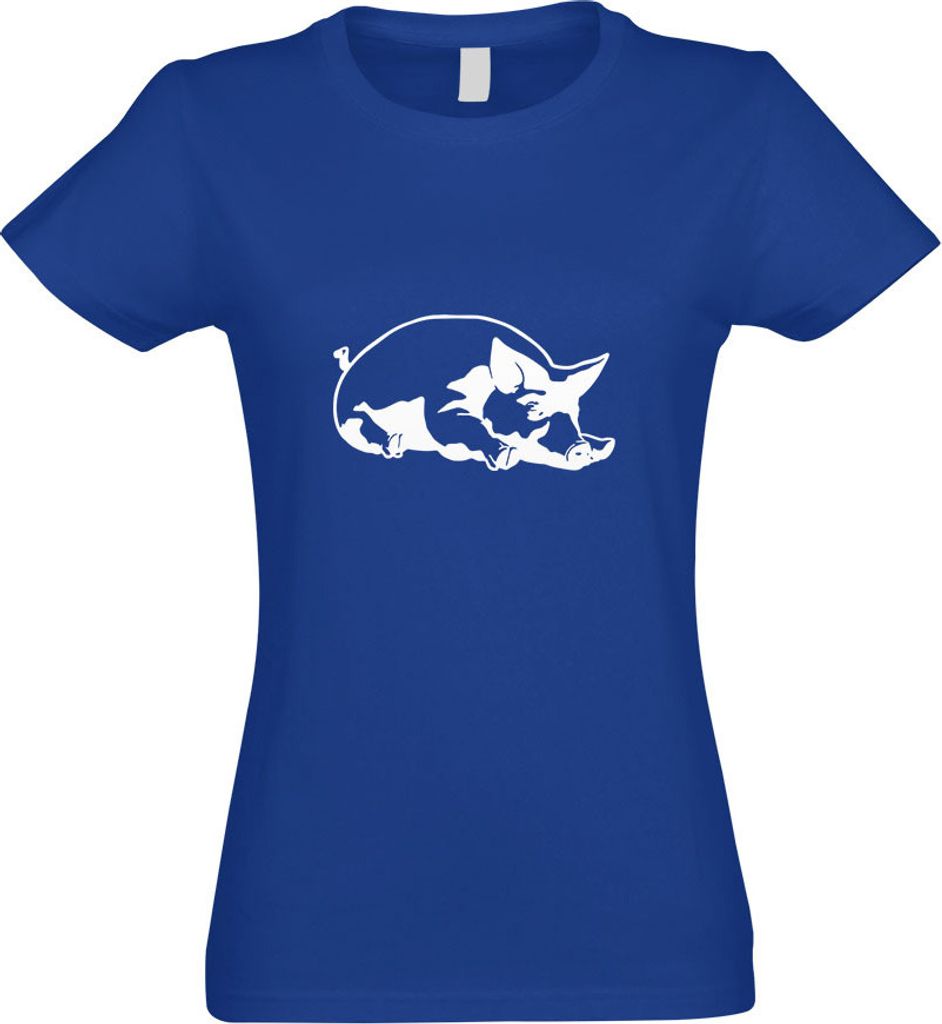 Kiwistar - T-Shirt tailliert - Damen - royal - Schwein Motiv 2 - Sau - Baby - mit Motiv Bedruckt - Funshirt Design - Sport - Freizeit - Damen - M