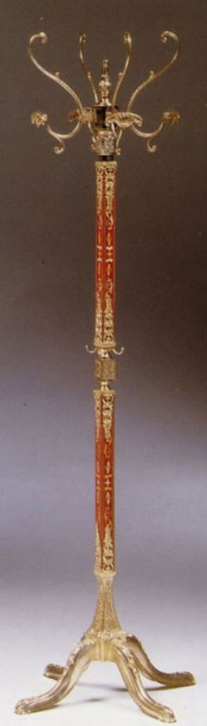 Casa Padrino Luxus Barock Garderobenständer Gold / Rot 40 x 40 x H. 175 cm - Edler Messing Kleiderständer - Barock Hotel Garderoben Möbel