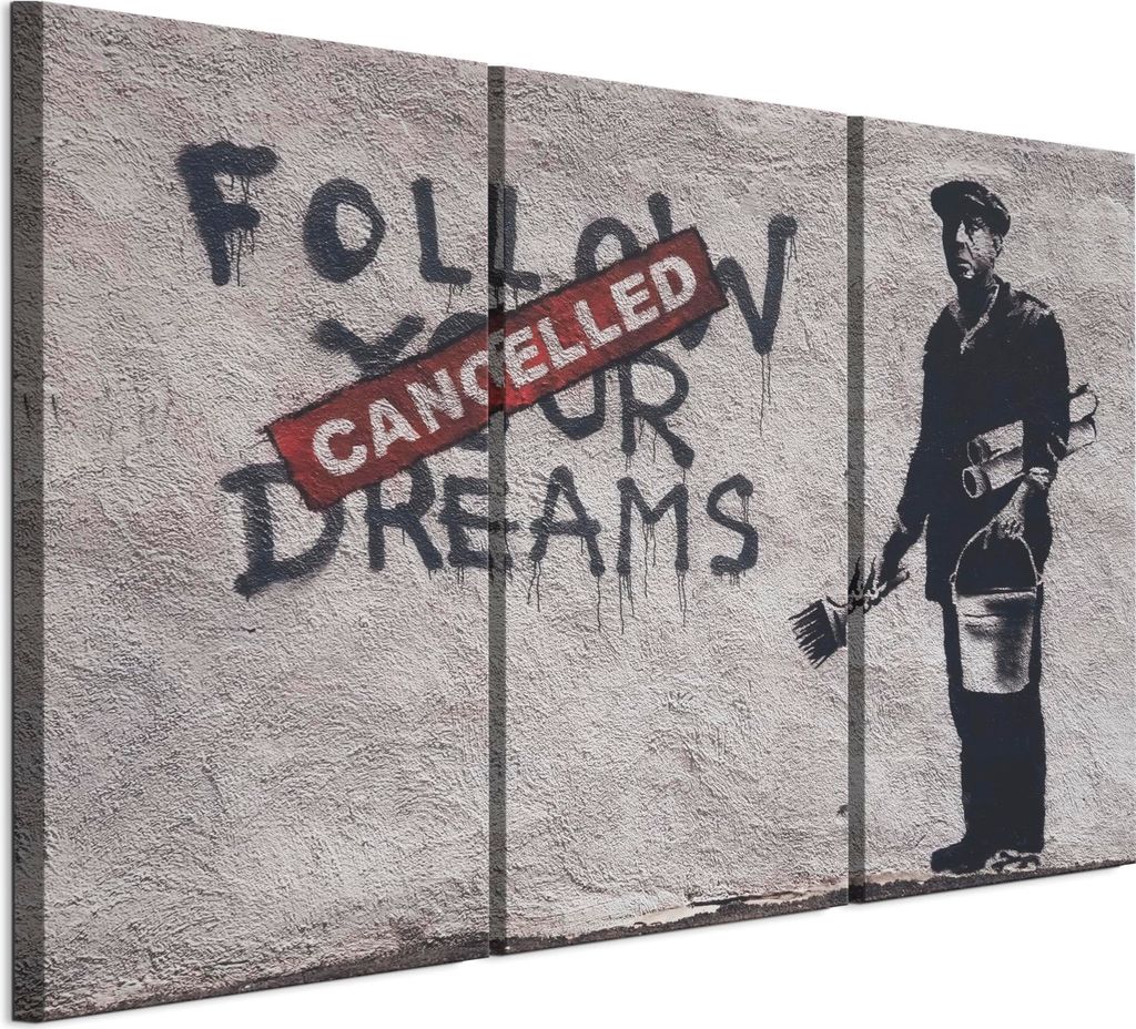 LUMASOUL Leinwand Bilder, Leinwandbild Natur Motiv, Wandbilder Holzrahmen und Webstuhl Wohnzimmer und Schlafzimmer, Bilder 120x80 cm Banksy