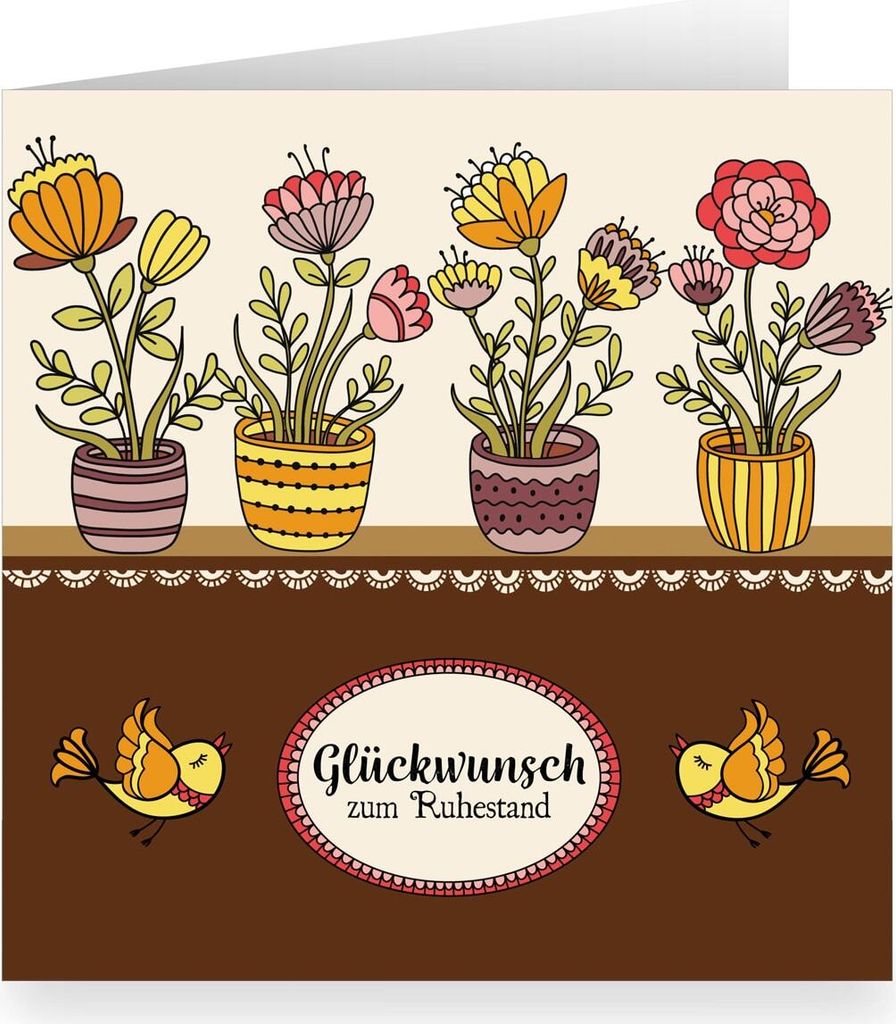 Zauberhafte Renten Blumen Glückwunschkarte innen weiß mit Produktbild 