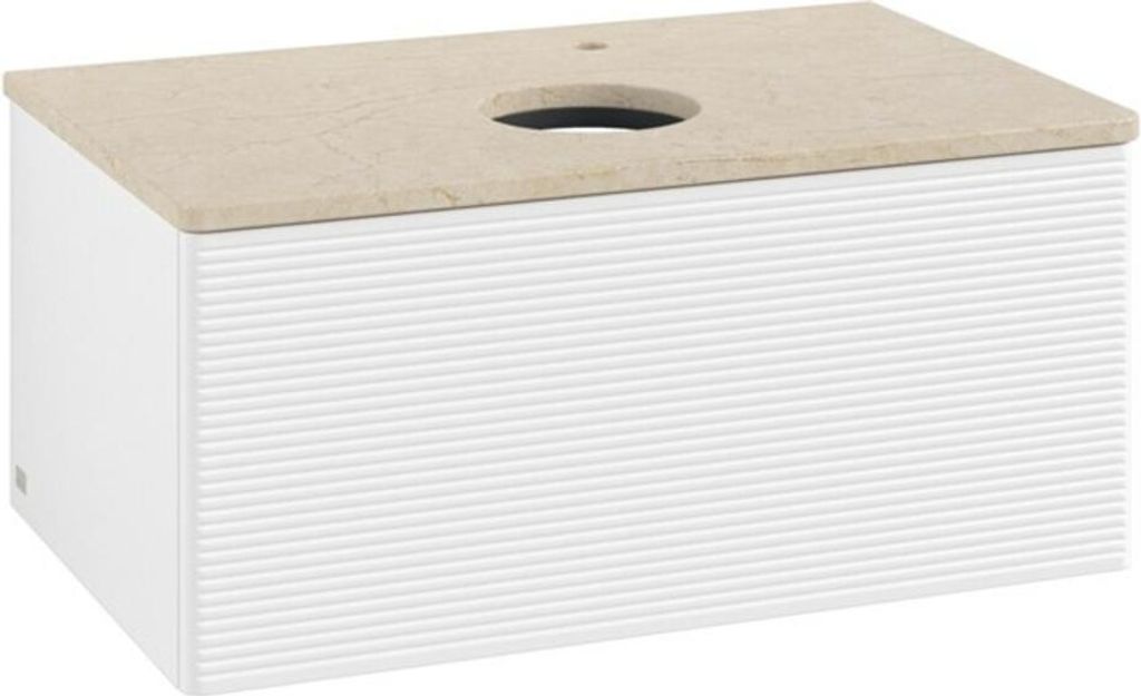 V&B Waschtischunterschrank mit Frontstruktur -Beleuchtung Antao 80x36x50cm, HL, WBP botti., wh. m Lac