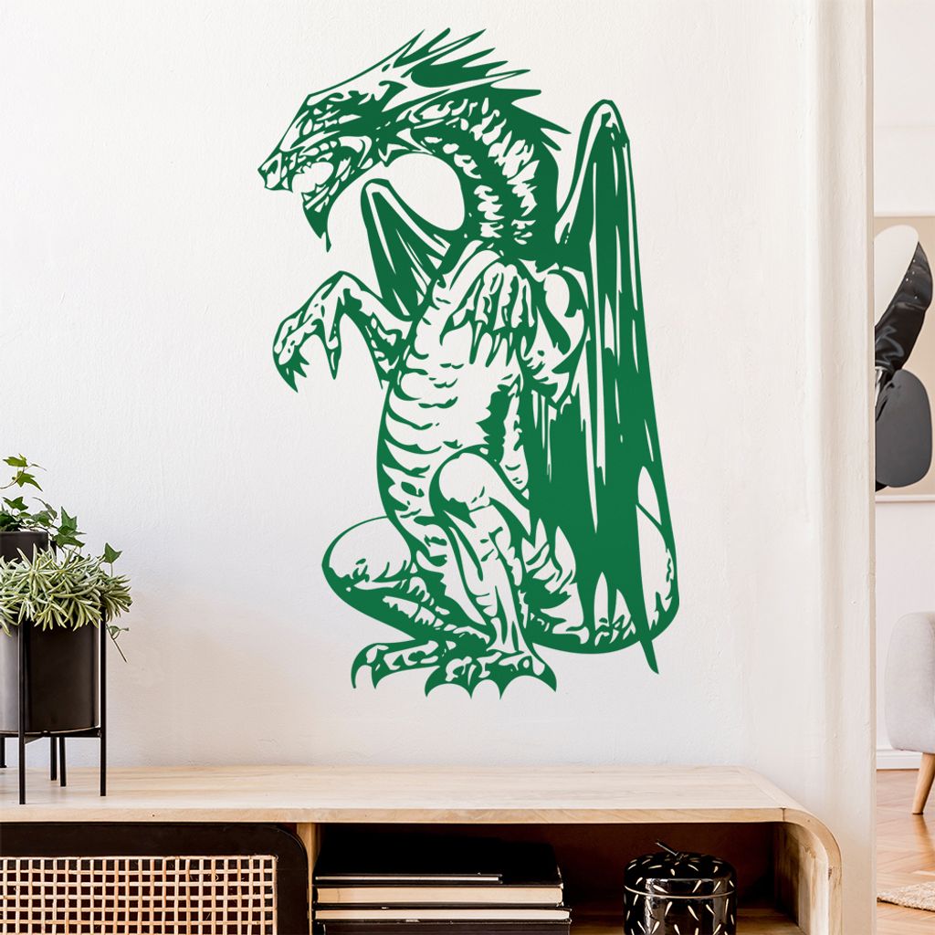 Drachen Wandtattoo in 6 Größen - Wandaufkleber Wall Sticker - Dekoration, Küche, Wohnzimmer, Schlafzimmer, Badezimmer
