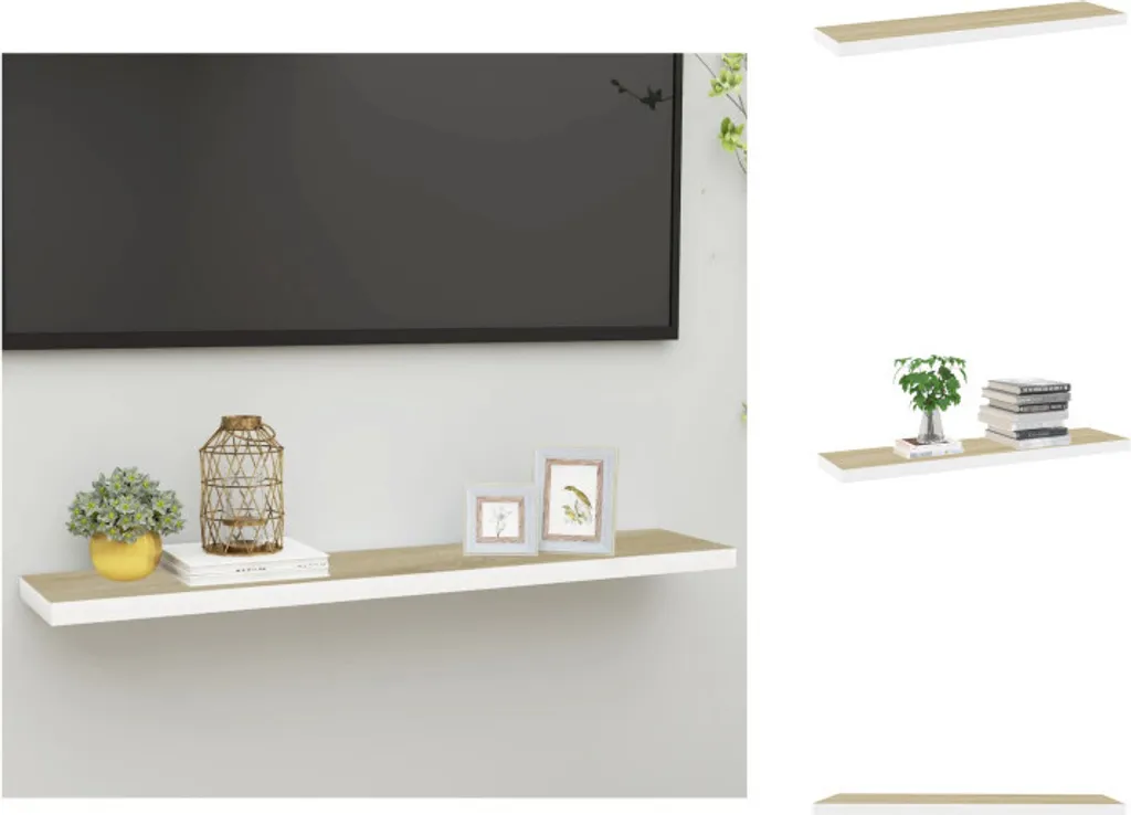 Mensola a Muro vidaXL 120cm Bianco e Rovere - Scaffale Floating MDF