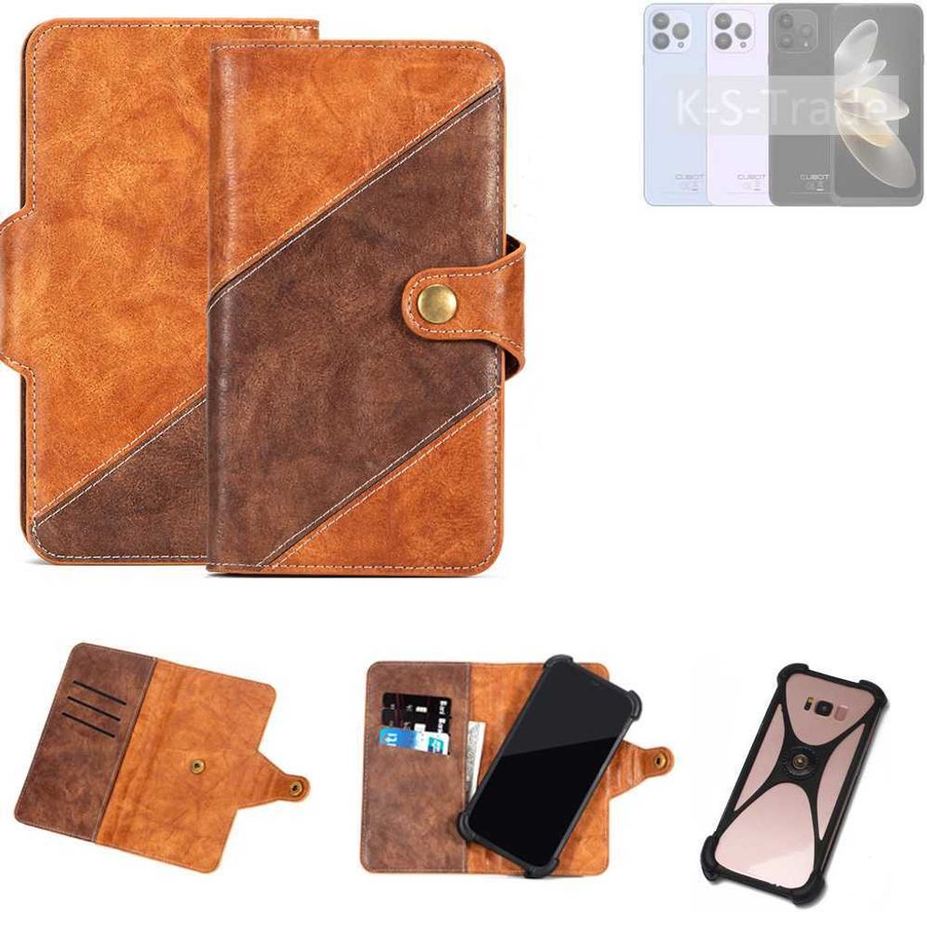 K-S-Trade Handyhülle Schutzhülle Bookstyle Case Wallet-Case kompatibel mit Cubot P80 Cover Klapphülle Kantenschutz Smartphone dunkelbraun braun 1x