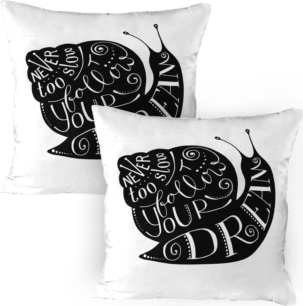 Set 2 Federe 80x80 ABAKUHAUS Lumaca Nera Decorativa Bianca e Nera