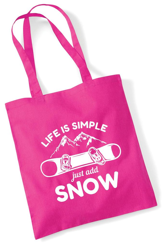 Huuraa Jutebeutel Snowboard Just add snow 10 Liter Fuchsia Baumwolle Tasche Geschenkidee