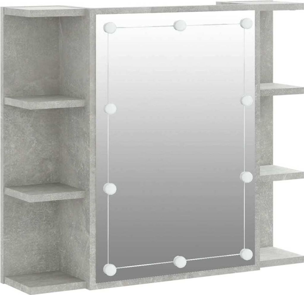 vidaXL Armadio a specchio con LED grigio cemento 70x16,5x60 Immagine del prodotto 