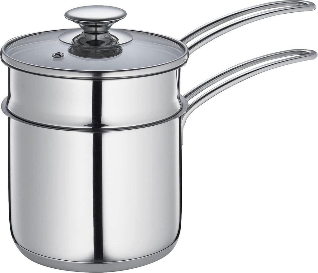 Wasserbad-Topfset 14 cm, Edelstahl, 1,5 l + 1 l Einsatz, für Induktion