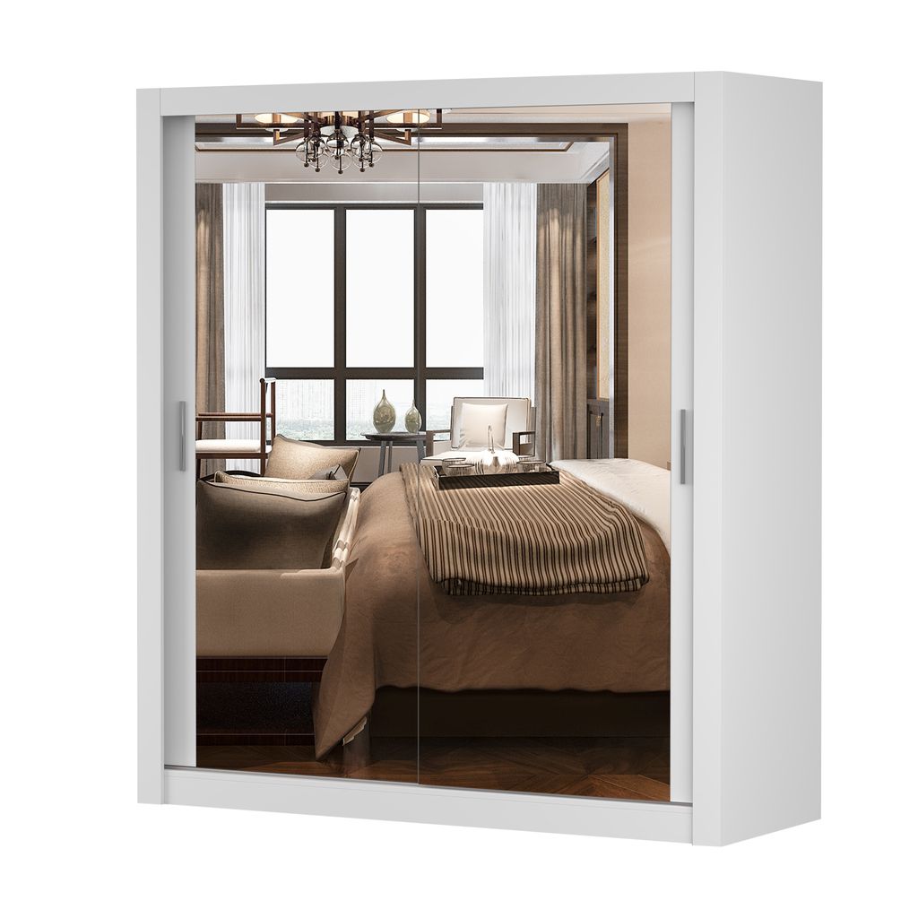 Armoire à portes coulissantes Armoire 180cm blanc/blanc Image du produit 