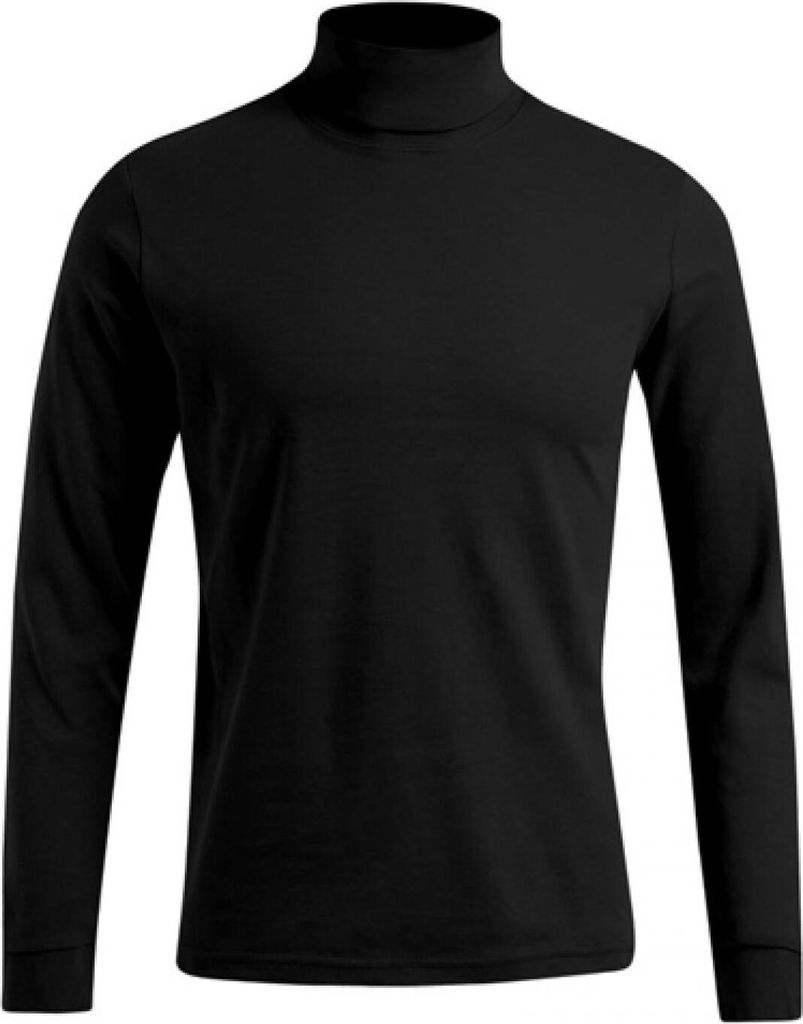 Rollkragen Langarmshirt Plus Size Herren, Schwarz, XXXL