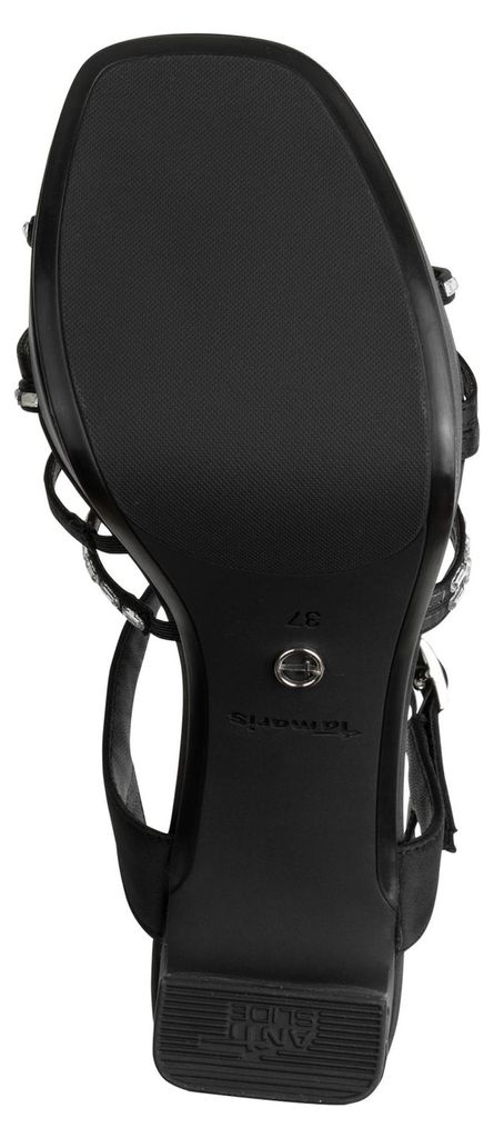 Tamaris Damen Sandalette mit Strass Plateausohle und Karree Spitze 1-28307-46, Größe:41 EU, Farbe:Schwarz