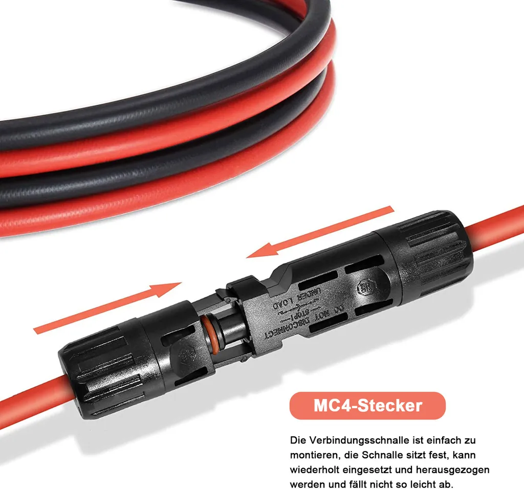 Prolunga Cavo Solare 6mm² Con Connettori | Rosso + Nero | Adattatore Per Pannelli Fotovoltaici E Power Station | Impermeabile IP67 1500V - 4
