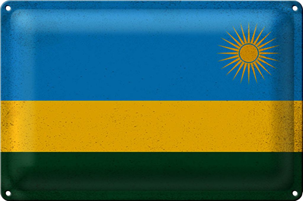 Blechschild Flagge Ruanda 18x12cm Flag of Rwanda Vintage