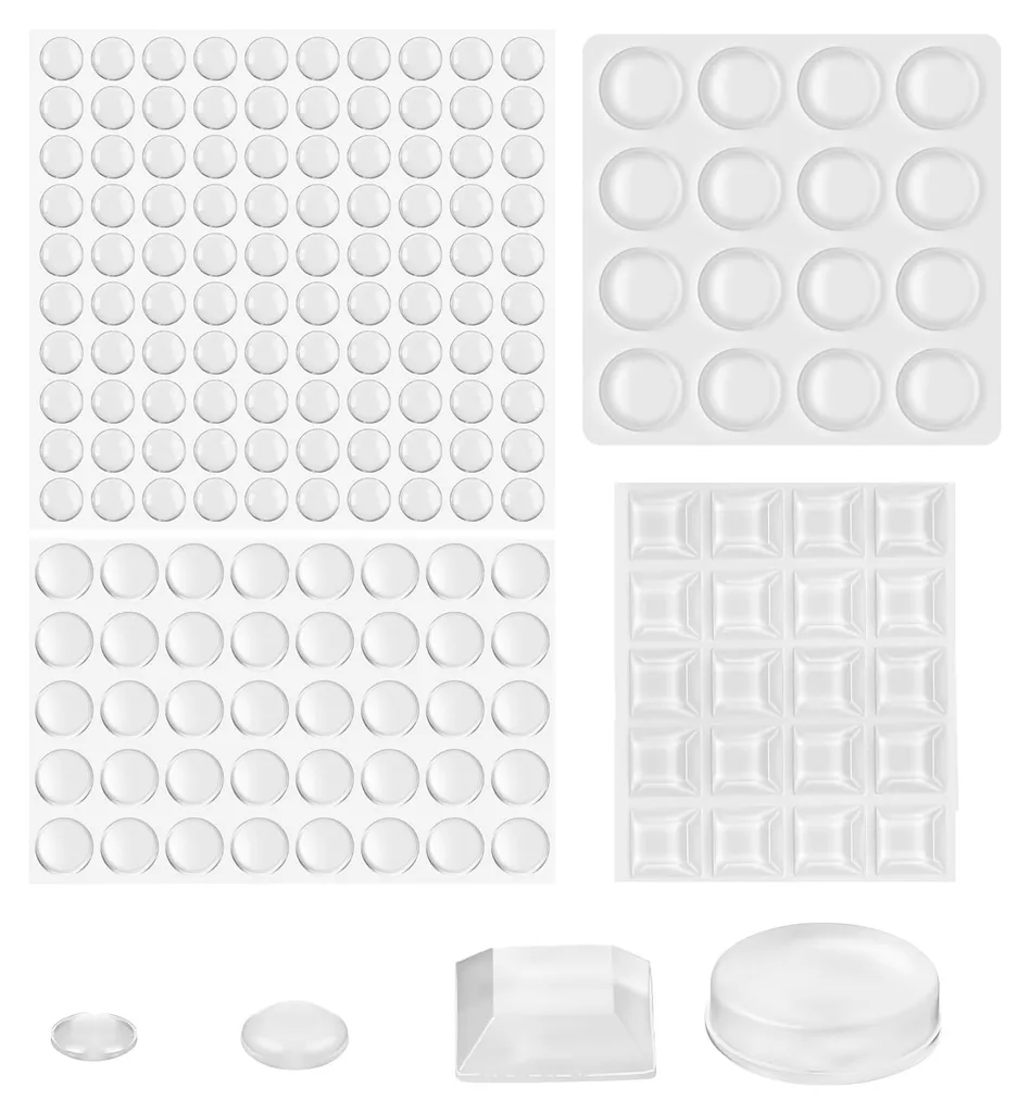 186 Butoirs en Caoutchouc Autocollants - Kit de 4 Tailles Assorties