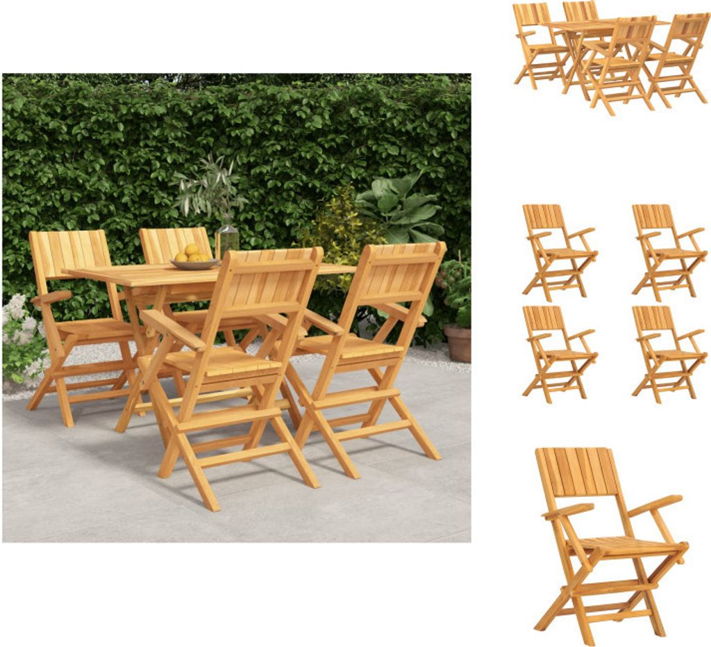vidaXL 5-tlg. Garten-Essgruppe Massivholz Teak - Gartenmöbel-Sets