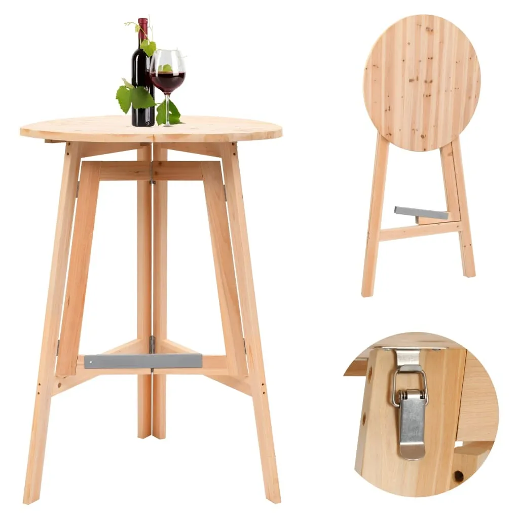 Table haute de jardin pliante 78 cm bois de sapin pour apéritif terrasse