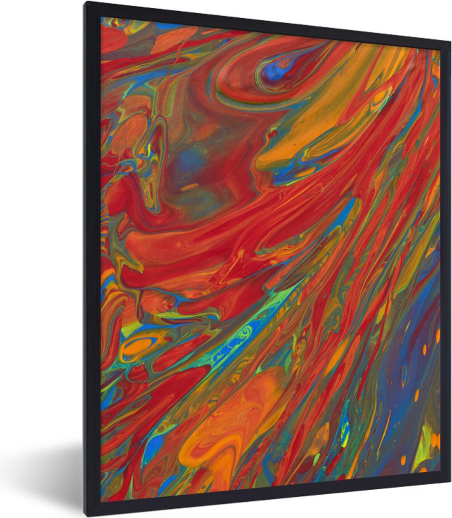 MuchoWow Gerahmtes Poster Leuchtende Farben auf einem Gemälde 60x80 cm - Poster mit Schwarzem Bilderrahmen Wandposter Rahmen Foto Bilder - Premi...