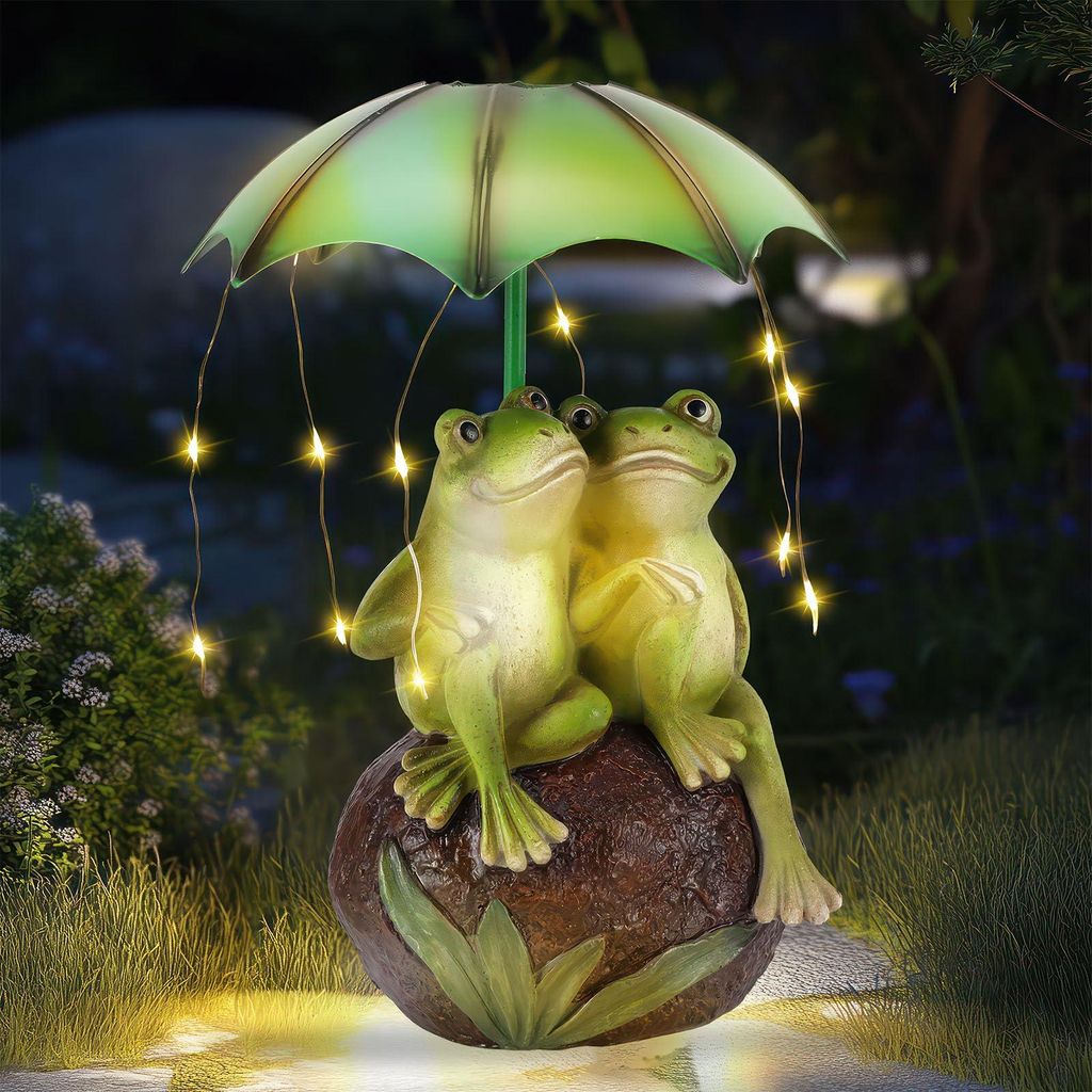 Solarbetriebene Froschfigur, Gartenfroschfiguren mit LED-Lichterkette, wasserfeste Gartenfroschfigur, solarbetriebene Gartenbeleuchtung für Garten...
