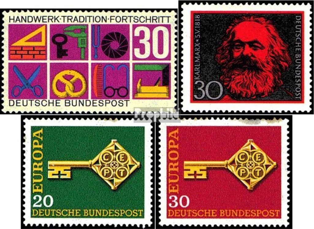 Briefmarken BRD (BR.Deutschland) 1968 Mi 553,558,559-560 (kompl.Ausg.) gestempelt Handwerk
