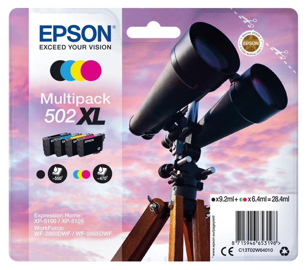 Epson 502XL Multipack - Pack de 4 - XL - noir, jaune, cyan, Image du produit 