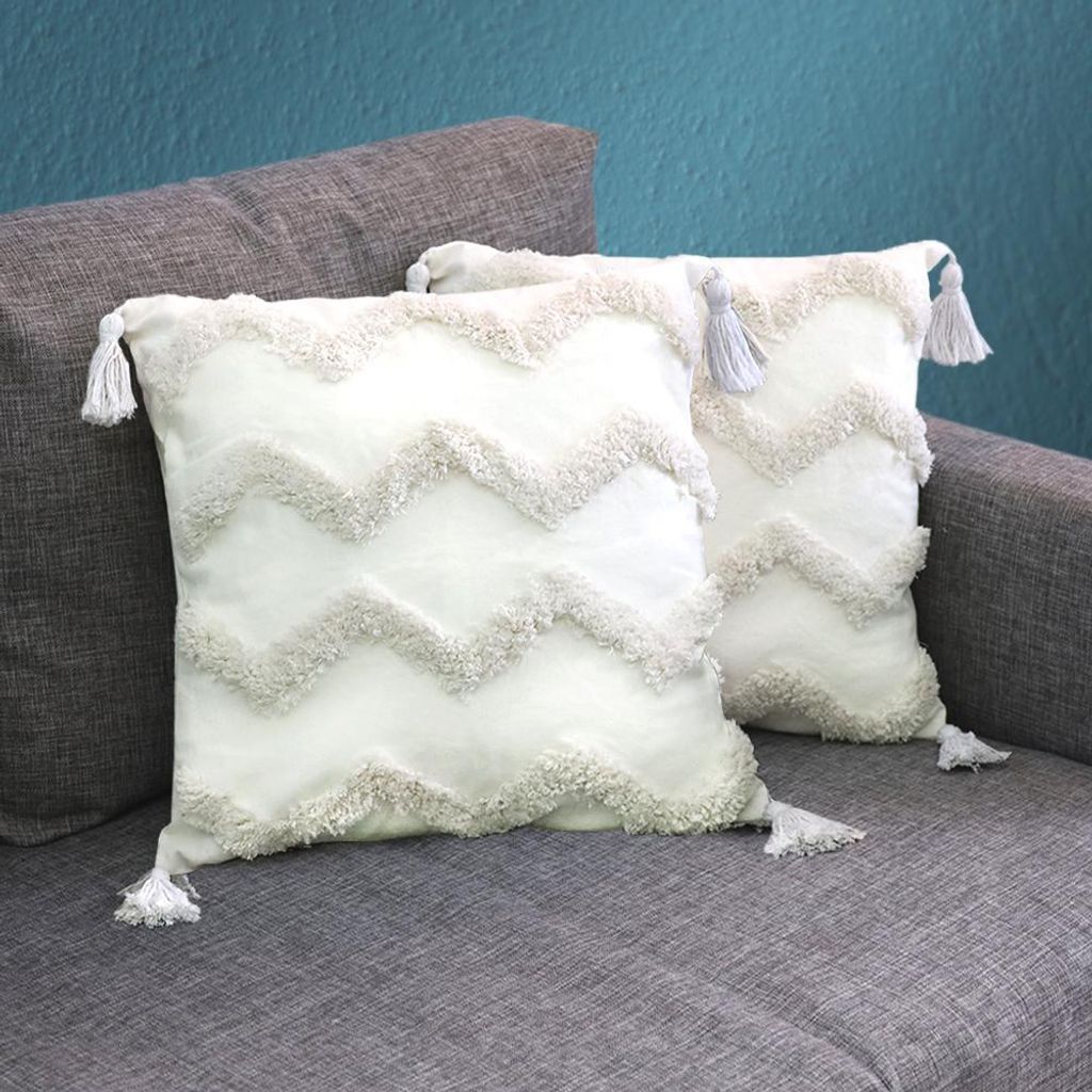 DECCARO Kissenhülle "Hygge Zigzag" 45 x 45 cm, 2 Stück