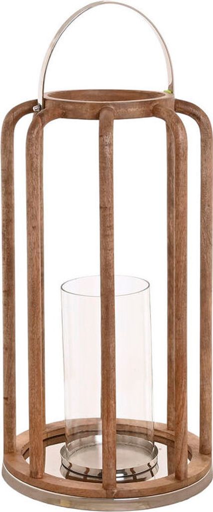 Kerzenschale Home ESPRIT Braun Silberfarben Kristall Mango-Holz 30 x 30 x 53 cm