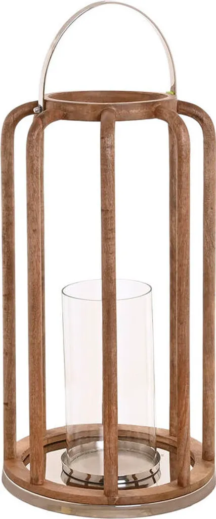 Grand Bougeoir Décoratif en Bois et Cristal Argenté Style Esprit Chic