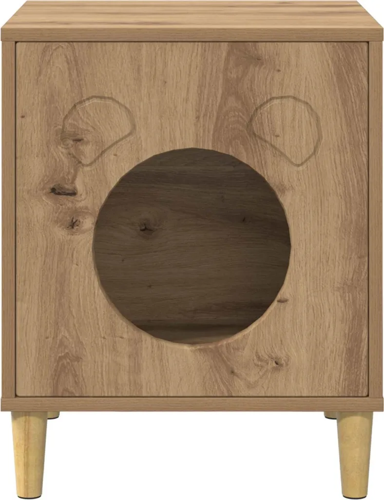 vidaXL Casetta per gatti artigianale in rovere 42,5 x 40 x 53 cm Materiale a base di legno - 5