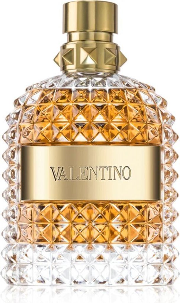 A studio shot of a Valentino Uomo Eau de Toilette bottle.