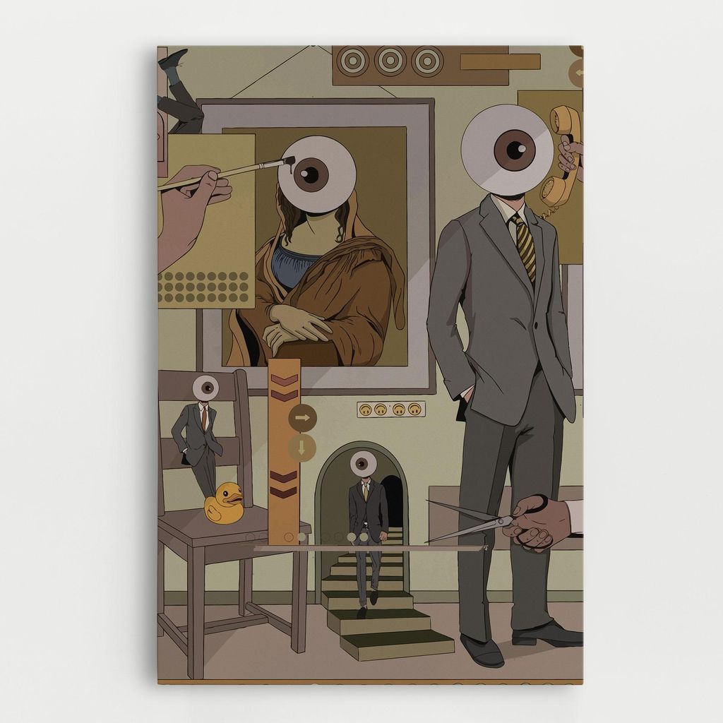 ARTHUB Leinwandbild 70x100 cm, Eyes Man | Wohnzimmerdekoration, Hängende Bilder, Wanddekoration, Heimdekoration, Moderne, Collagen