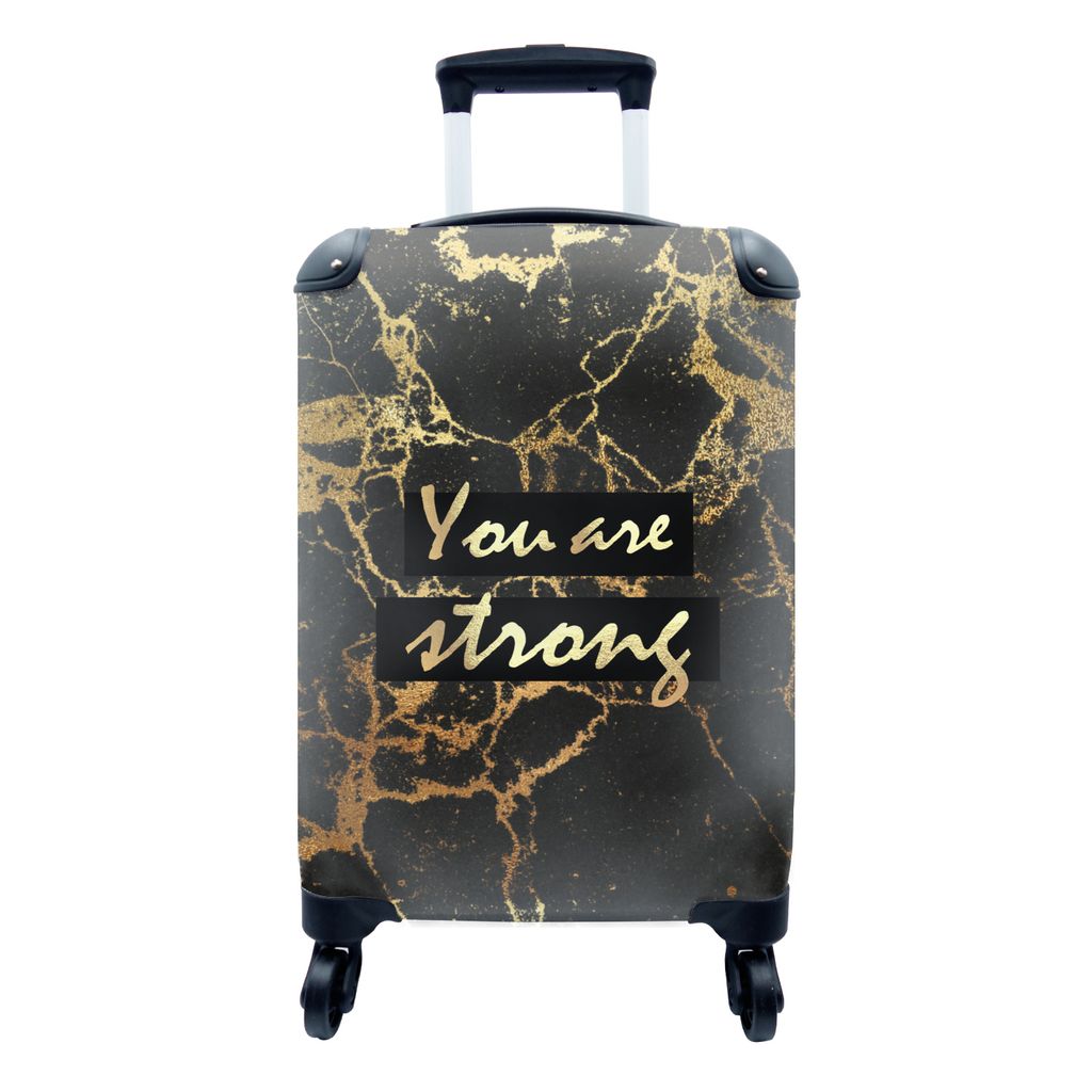 MuchoWow Koffer Handgepäck Trolley Rollkoffer Kleine Reisekoffer mit 4 Rollen - Zitat - Motivation - Gold - Marmor - Cabin Size < 55x40x23 cm & ...