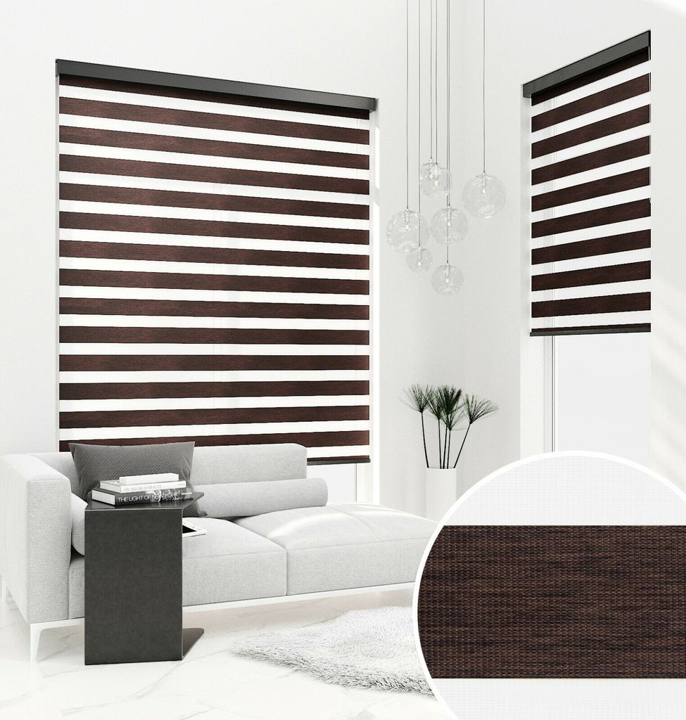 PREMIUM DOPPELROLLO BH16 DUNKELBRAUN mit Alu Kassette (130x150 cm, Kassettenfarbe: silber matt)