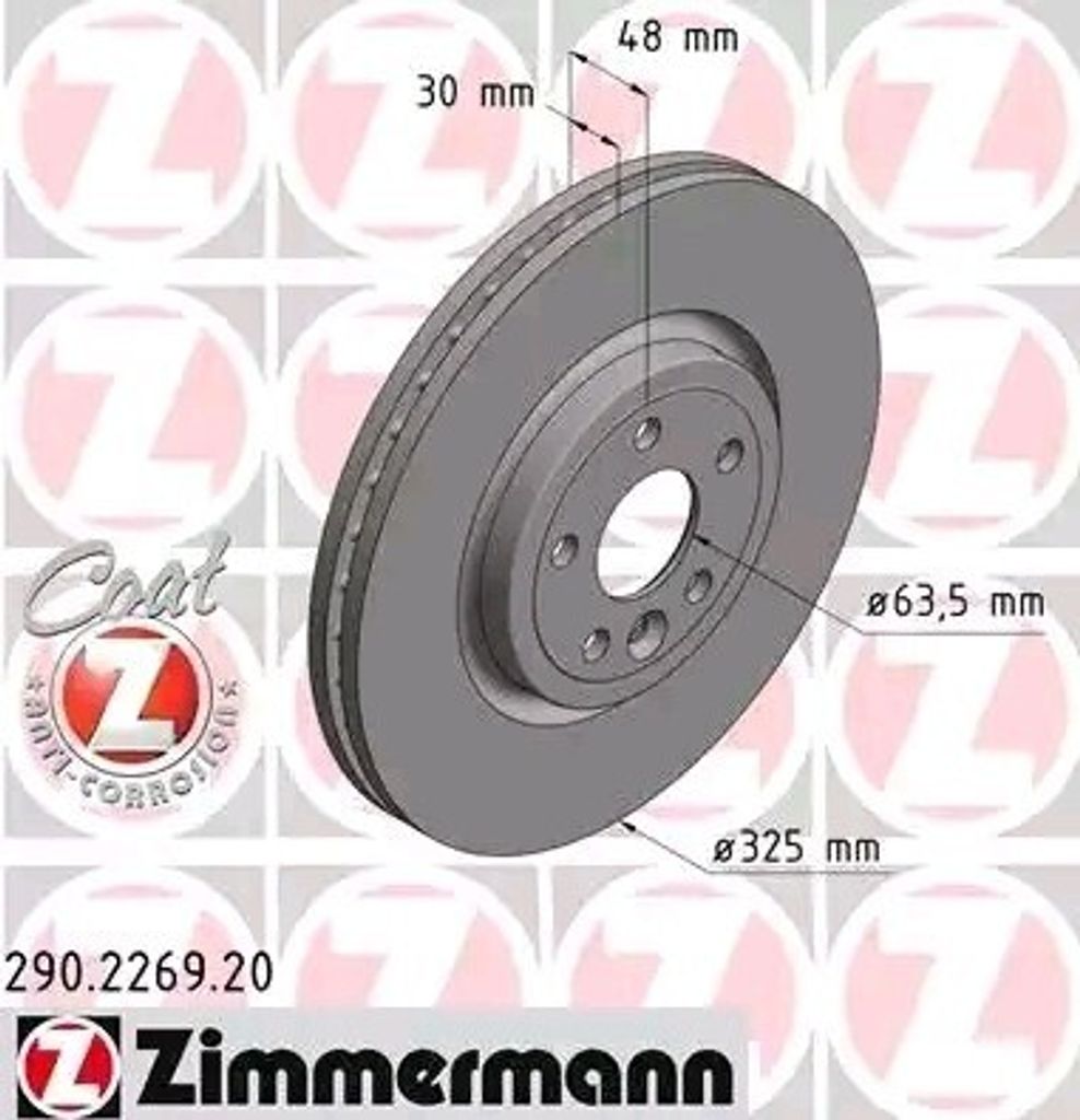 2x ZIMMERMANN Bremsscheibe 290.2269.20 für LAND ROVER Range Rover Velar (L560)