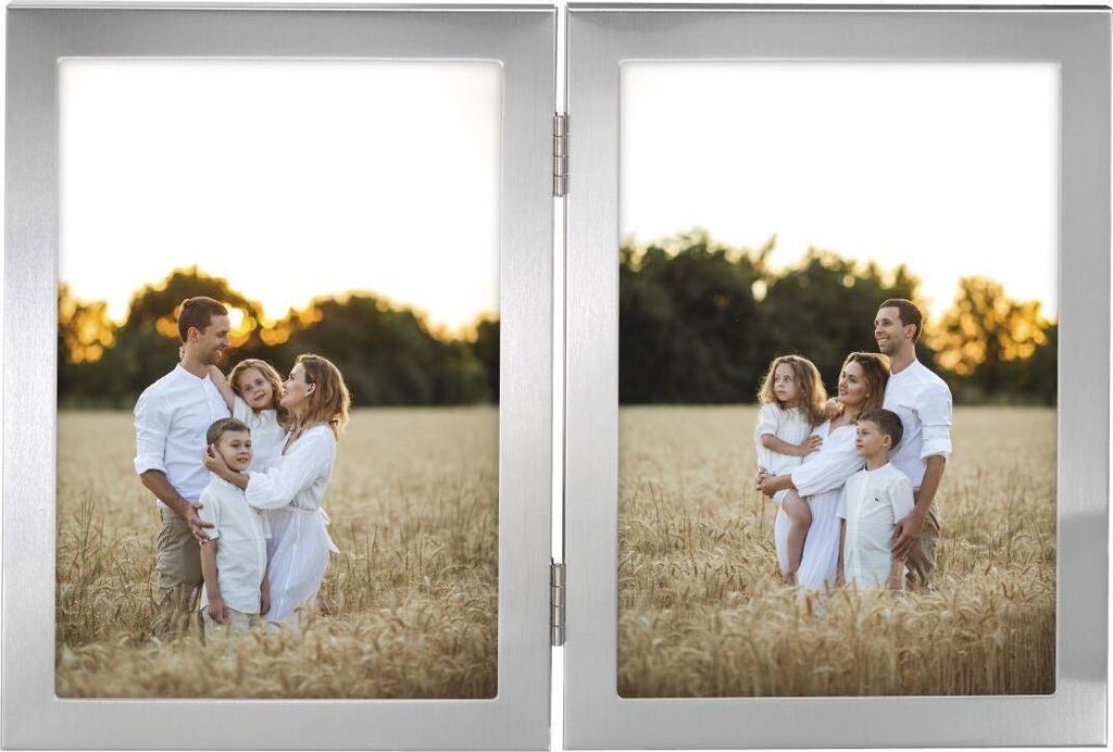 Hama Aluminium-Doppelrahmen Calais silber für 2 Fotos 10x15 cm