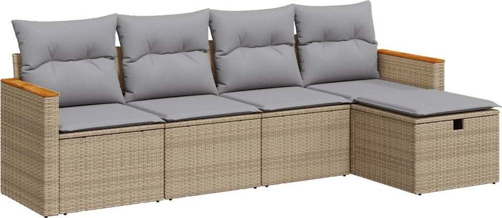 "WINTER SALE" 5-tlg. Garten-Lounge-Set - elegantes Design - Sitzgruppe/Gartengarnitur - mit Kissen Beige Poly Rattan - Terassenmöbel NeuMöbel769534