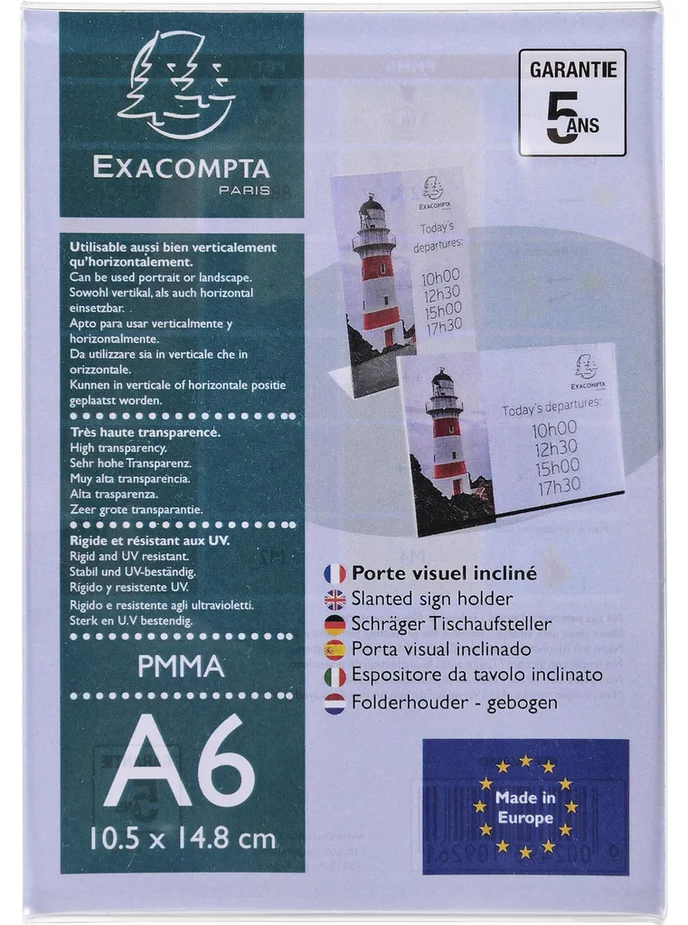 Exacompta 30x Porte-visuel Incliné A6 Cristal 86058D Support de Table