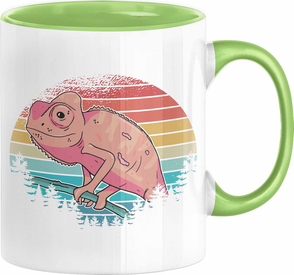Chamäleon-Besitzer Tasse Geschenk Grafik Chamäleon Kaffee-Becher (Grün)