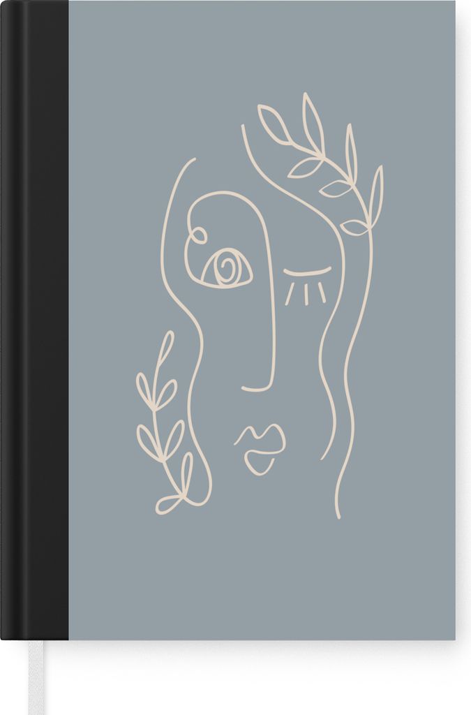 MuchoWow Notizbuch Tagebuch Haushaltsbuch Notebook A5 Pastell - Gesicht - Strichzeichnung - Notizblock - Notizheft - Notebook - Schreibblock - Pa...