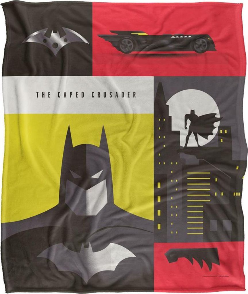 Batman - Icons Decke, Seidig, Weiche Haptik TV24919 (Einheitsgröße) (Schwarz/Rot/Gelb)