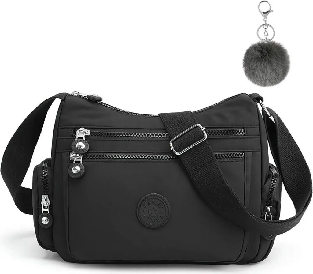 Borsa Donna Nylon Aucuu Messenger Multifunzionale con Tasche Zip