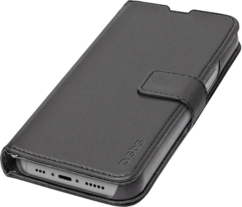 Housse Folio SBS iPhone 15 (6.1") - Étui Porte-Monnaie Noir SBS