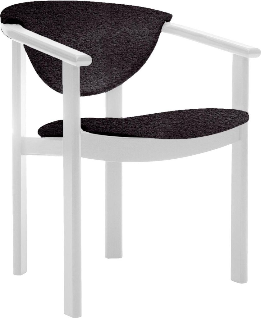 Polsterstuhl mit Armlehnen Kate F1 moderne gepolsterte Stuhl stilvoll Sessel für Esszimmer in Boucle, Farbe: schwarz - catch me 100, Beinefarbe: w...