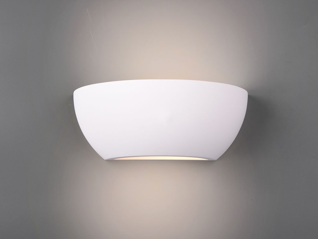 Wandlampe LED Gipsleuchte weiß up and down, bemalbar, Breite 24cm