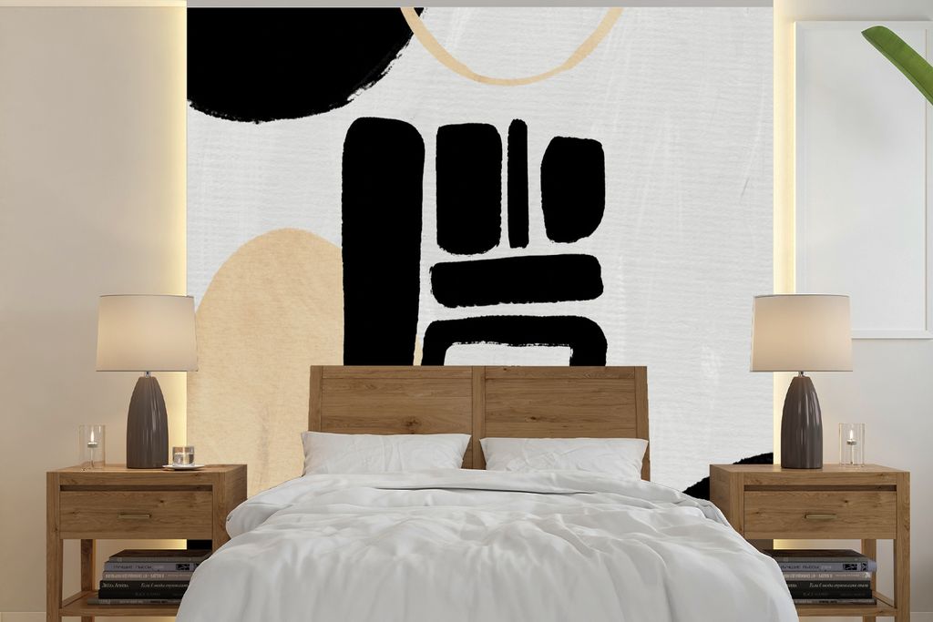 MuchoWow Fototapete für Wohnzimmer oder Schlafzimmer Wandtapete Vinyl Motivtapete Kunst - Geometrische Formen - Abstrakt - 220x220 cm - Tapeten