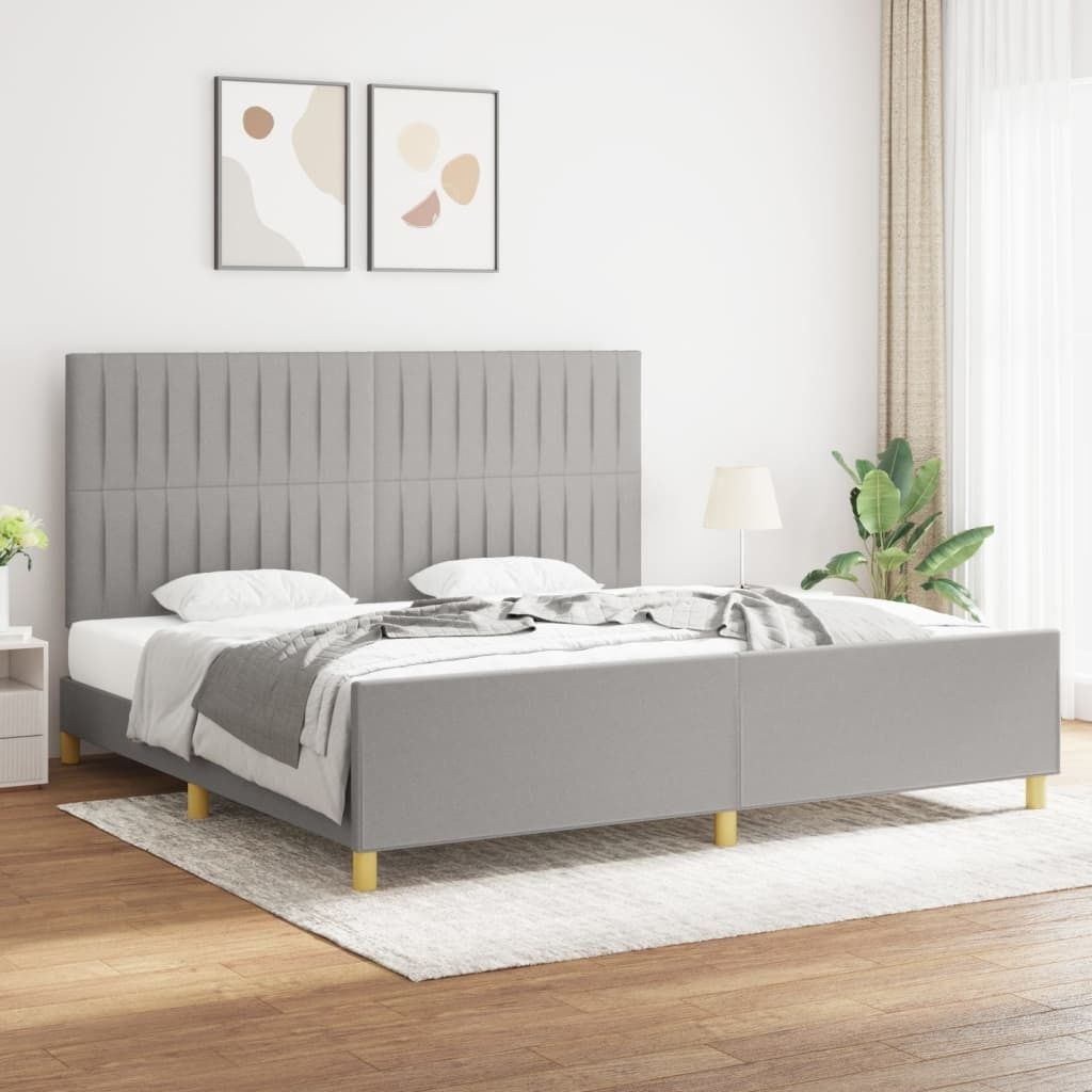 The Living Store Bettgestell mit Kopfteil Hellgrau 200x200 cm Stoff