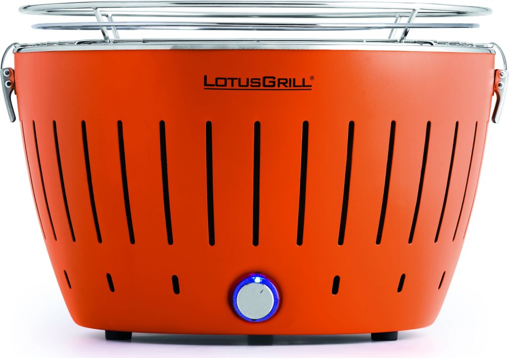 LotusGril Classic Mandarinenorange Holzkohlegrill Tischgrill mit USB-Anschluß
