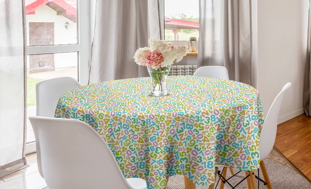 Tovaglia Circolare ABAKUHAUS 150 cm - Design Numeri Multicolore Modern