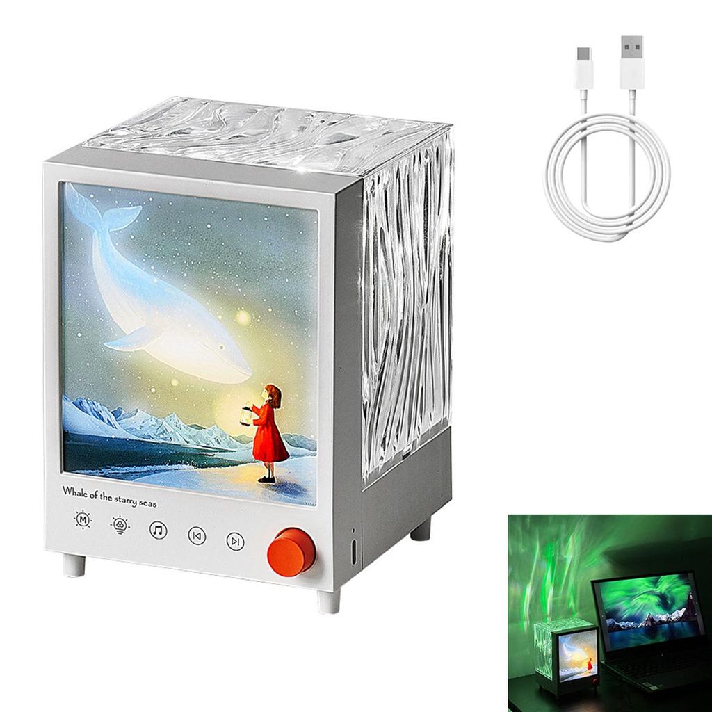 Aurora-Projektor mit Bluetooth-Lautsprecher, 7 Farben & Sternenhimmel, 3 Helligkeitsstufen, 7 Weißrausch-Sounds, kabellos, für Kinder & Jugendliche