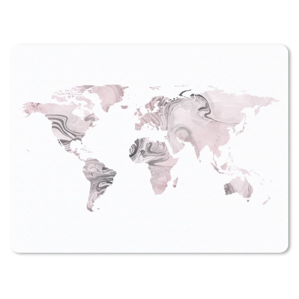 MuchoWow Mauspad Mousepad Weltkarte - Farbe - rosa 23x19 cm - Mousepads - Maus Mat - Pad - Mausunterlage - Schreibtischunterlage - Mauspad