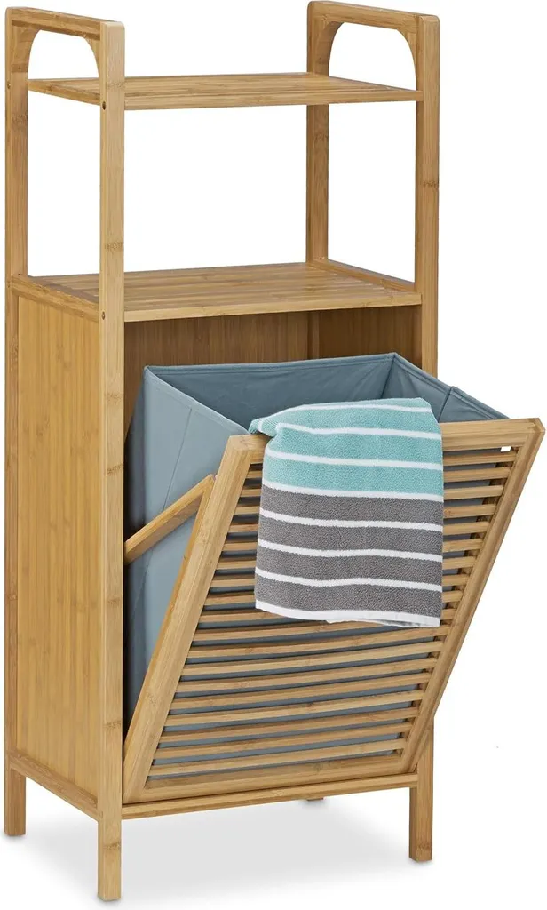 Fini le désordre : Étagère salle de bain bambou avec bac à linge sale
